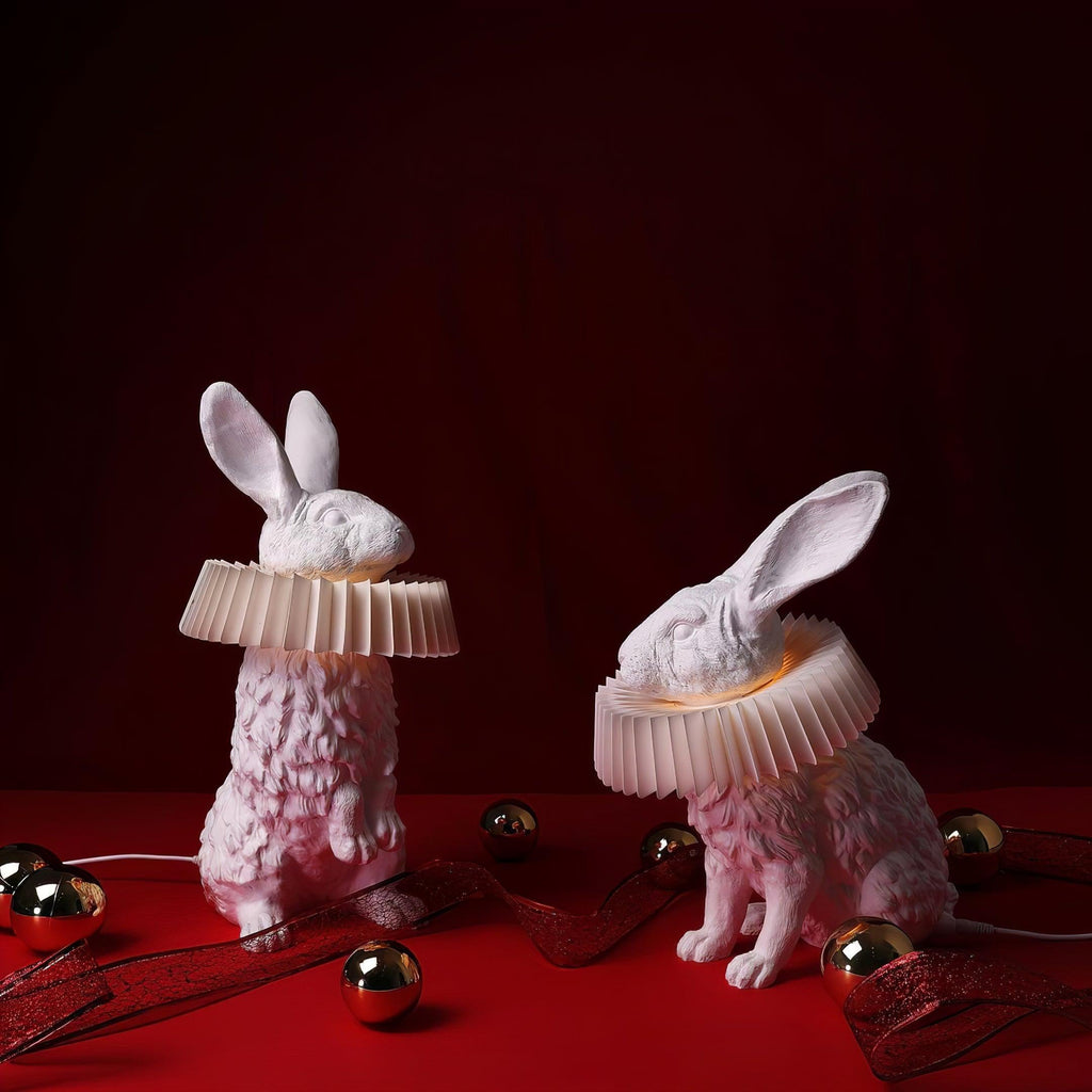 Rabbit White Resin Table Lamp