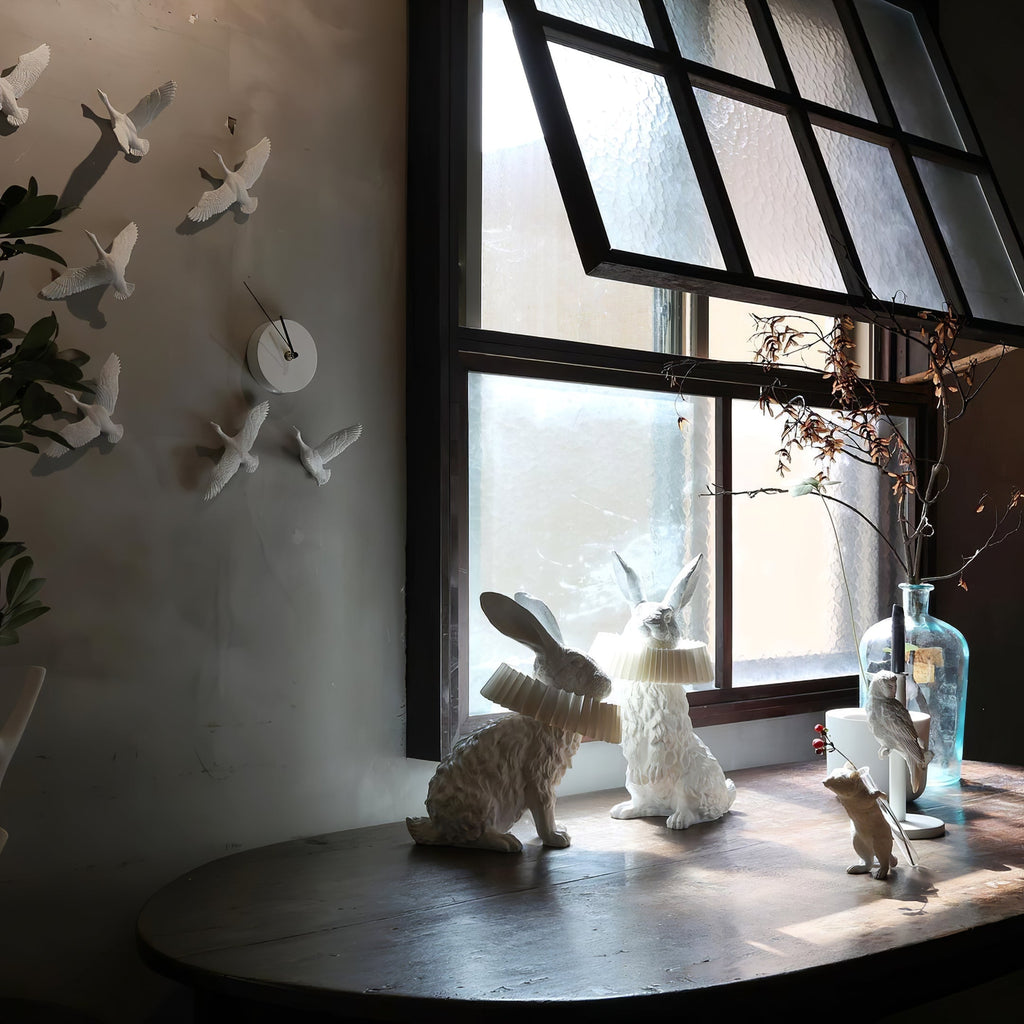 Rabbit White Resin Table Lamp