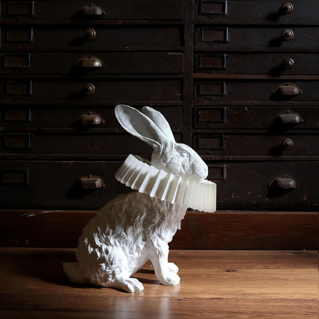Rabbit White Resin Table Lamp