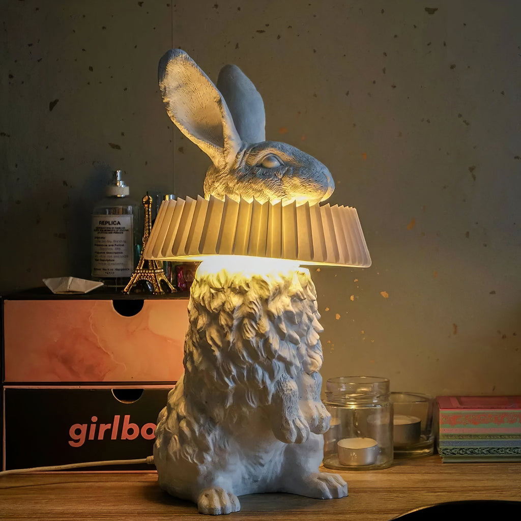Rabbit White Resin Table Lamp