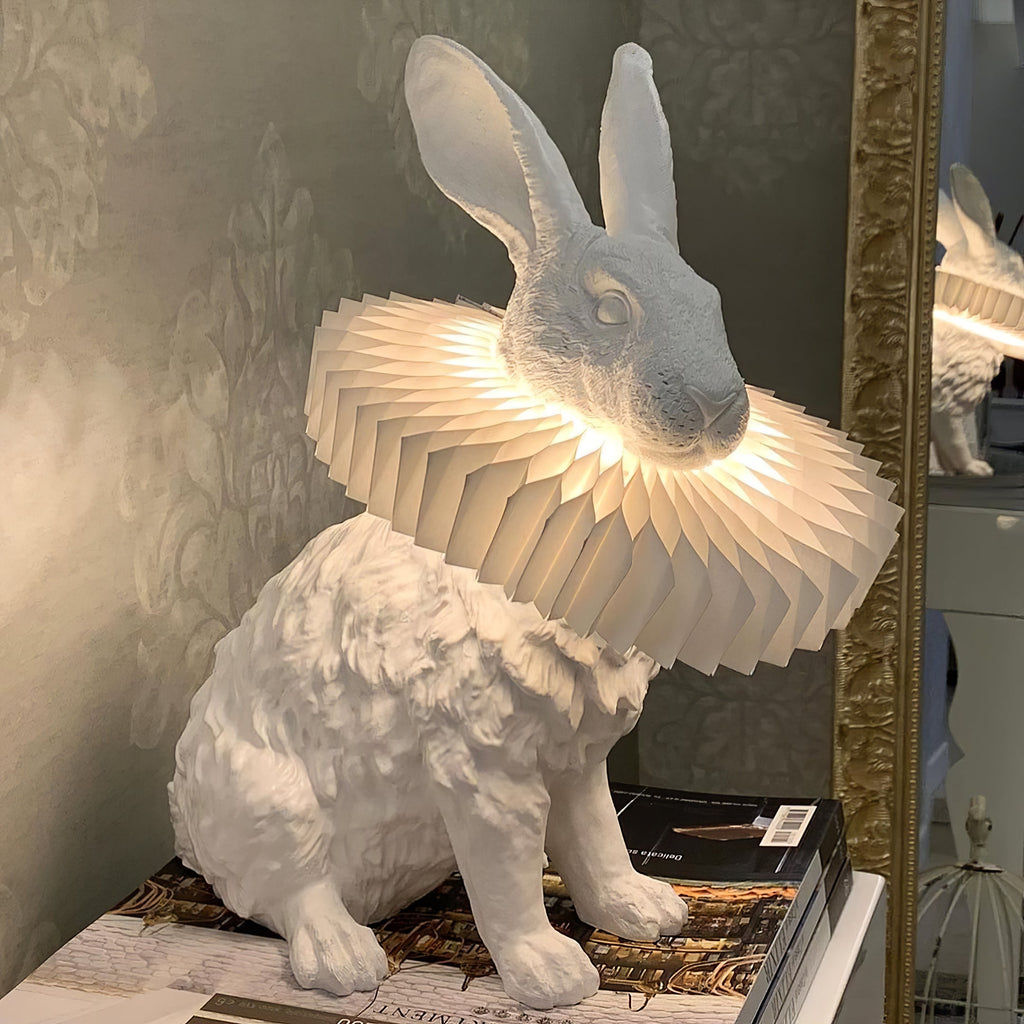 Rabbit White Resin Table Lamp