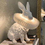 Rabbit White Resin Table Lamp