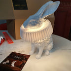 Rabbit White Resin Table Lamp
