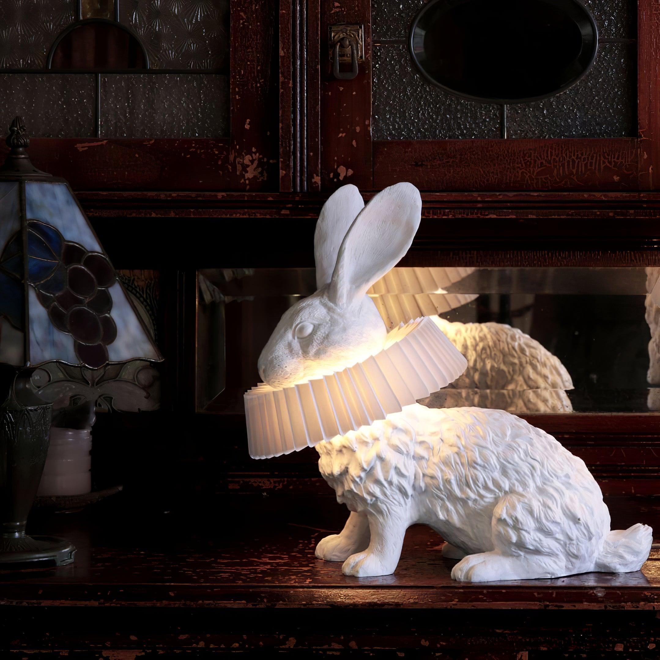 Rabbit White Resin Table Lamp