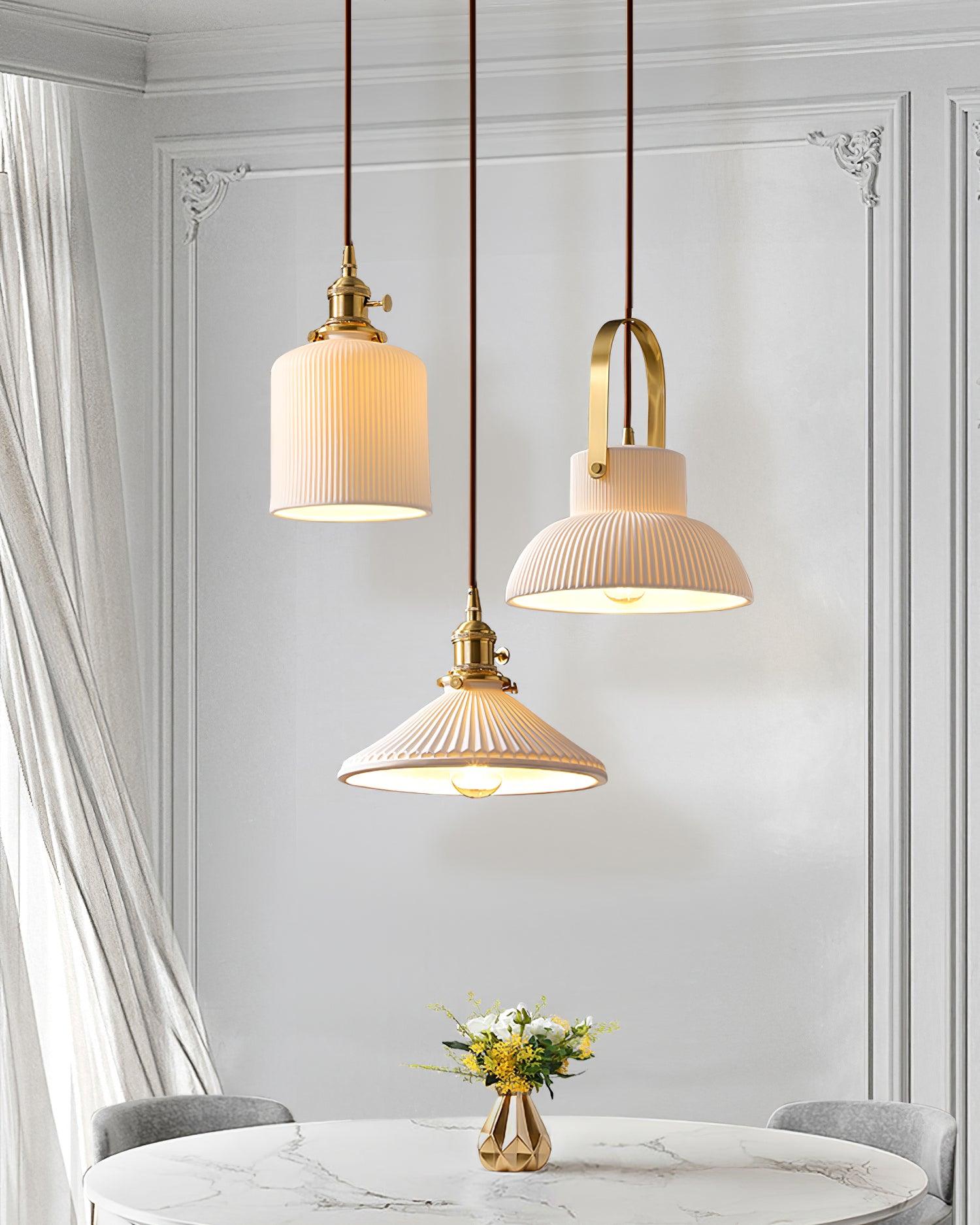 Ribbed Ceramic Pendant Lamp