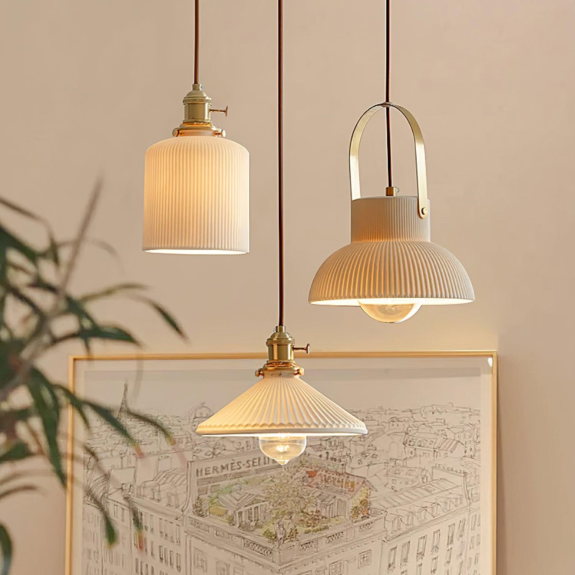 Ribbed Ceramic Pendant Lamp