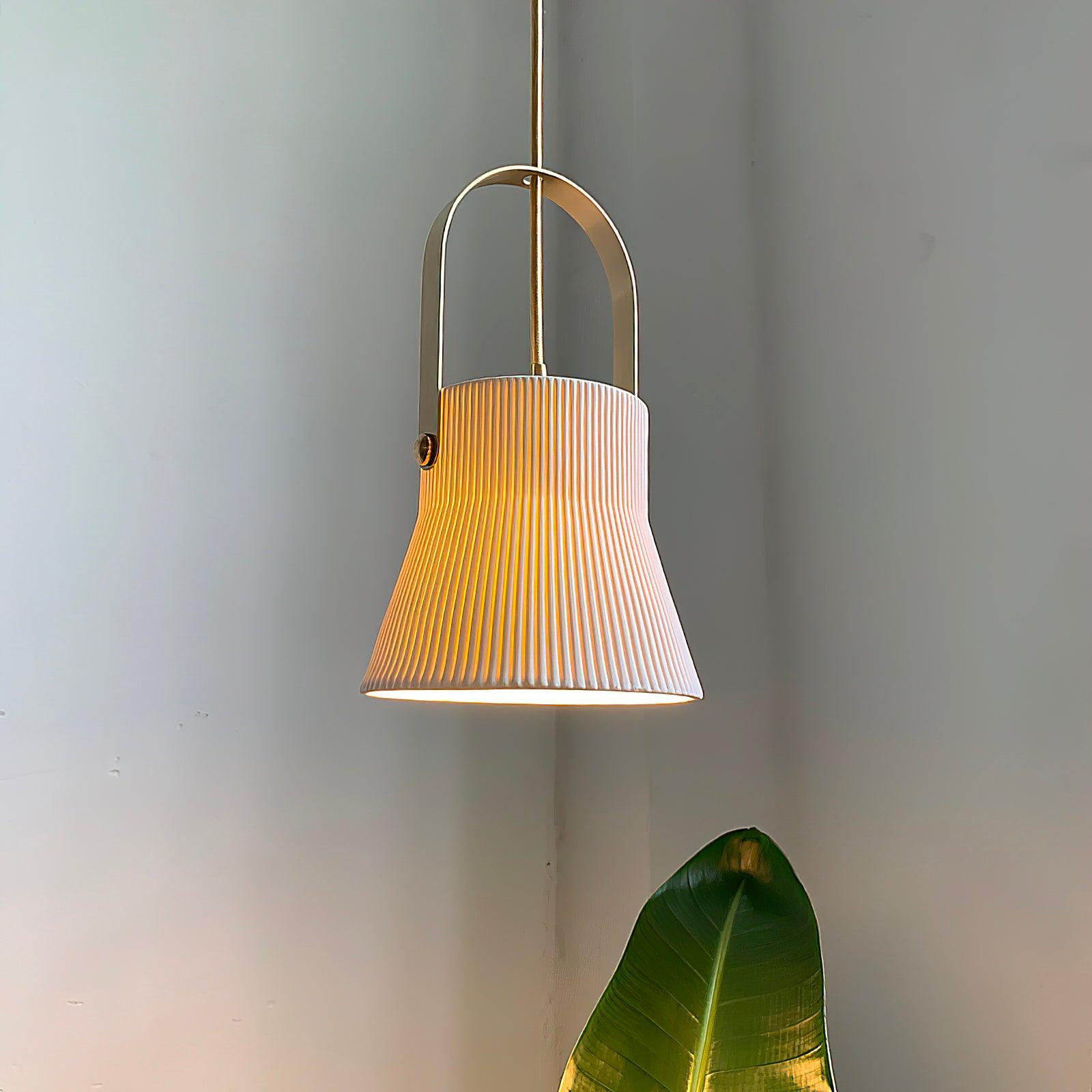 Ribbed Ceramic Pendant Lamp