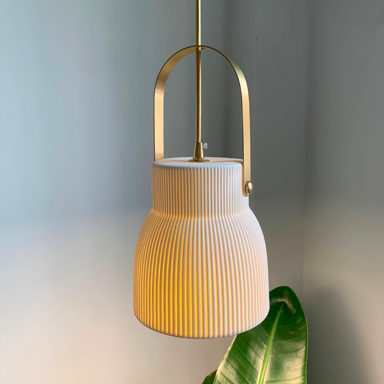 Ribbed Ceramic Pendant Lamp