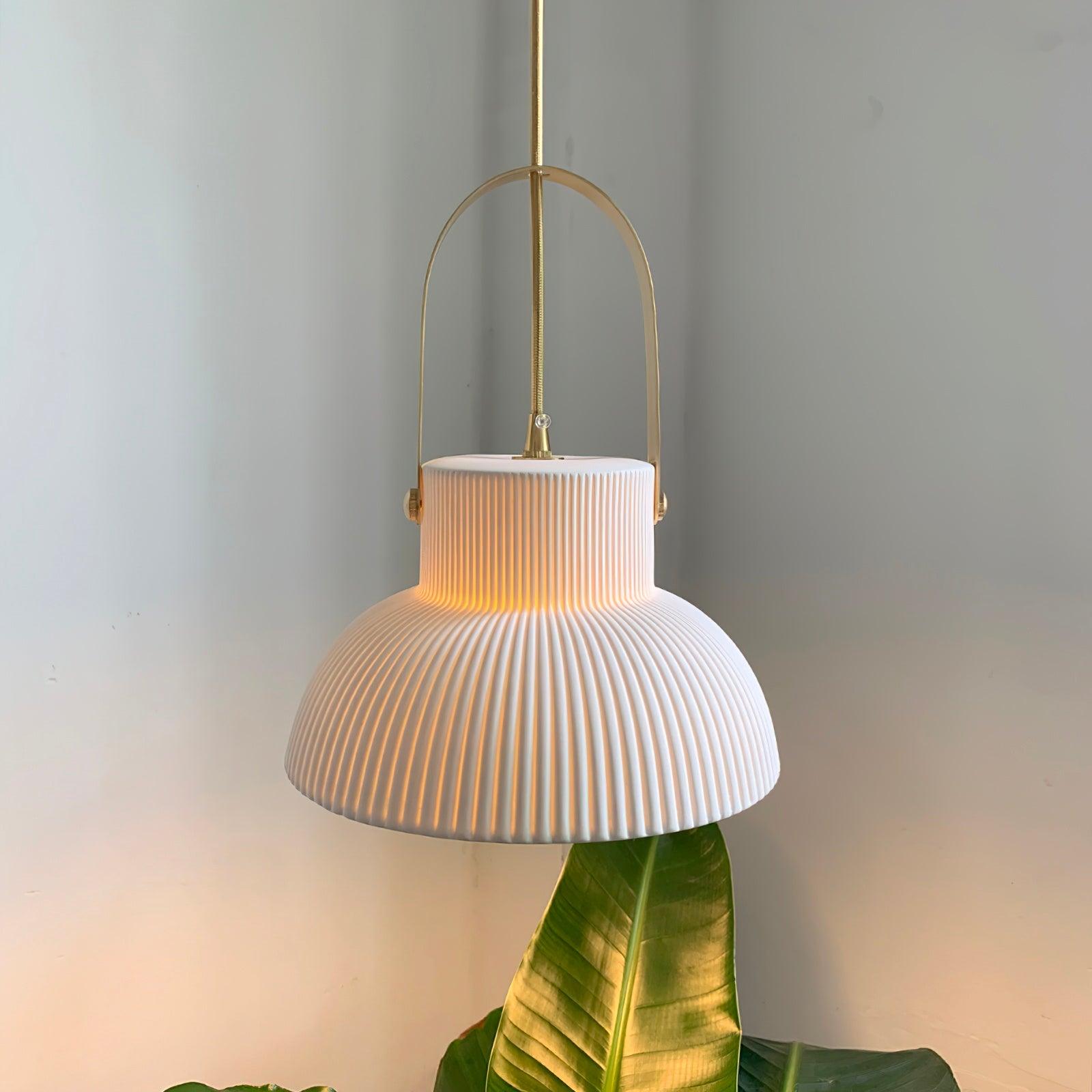 Ribbed Ceramic Pendant Lamp
