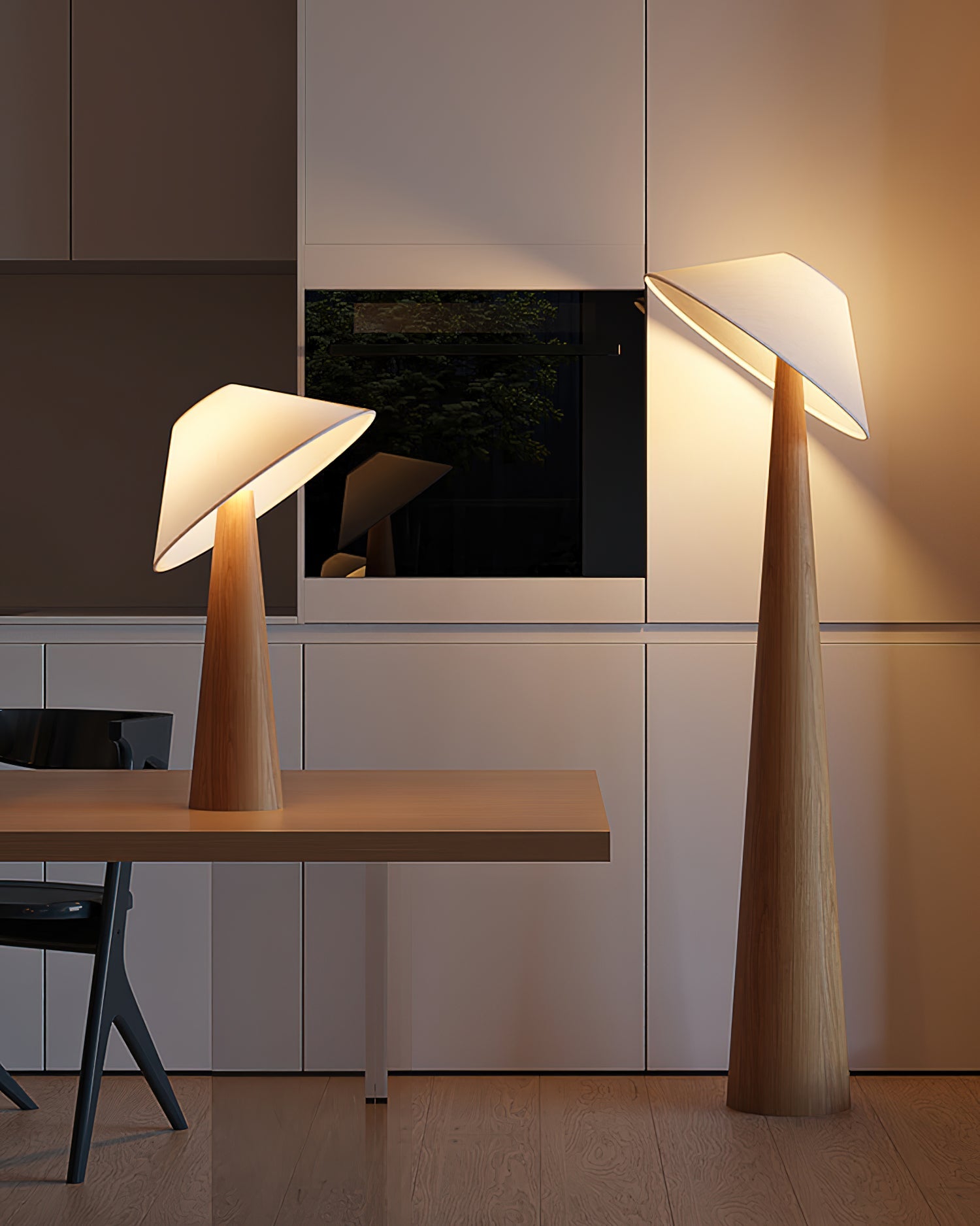 Tilt Hat Wooden Floor Lamp