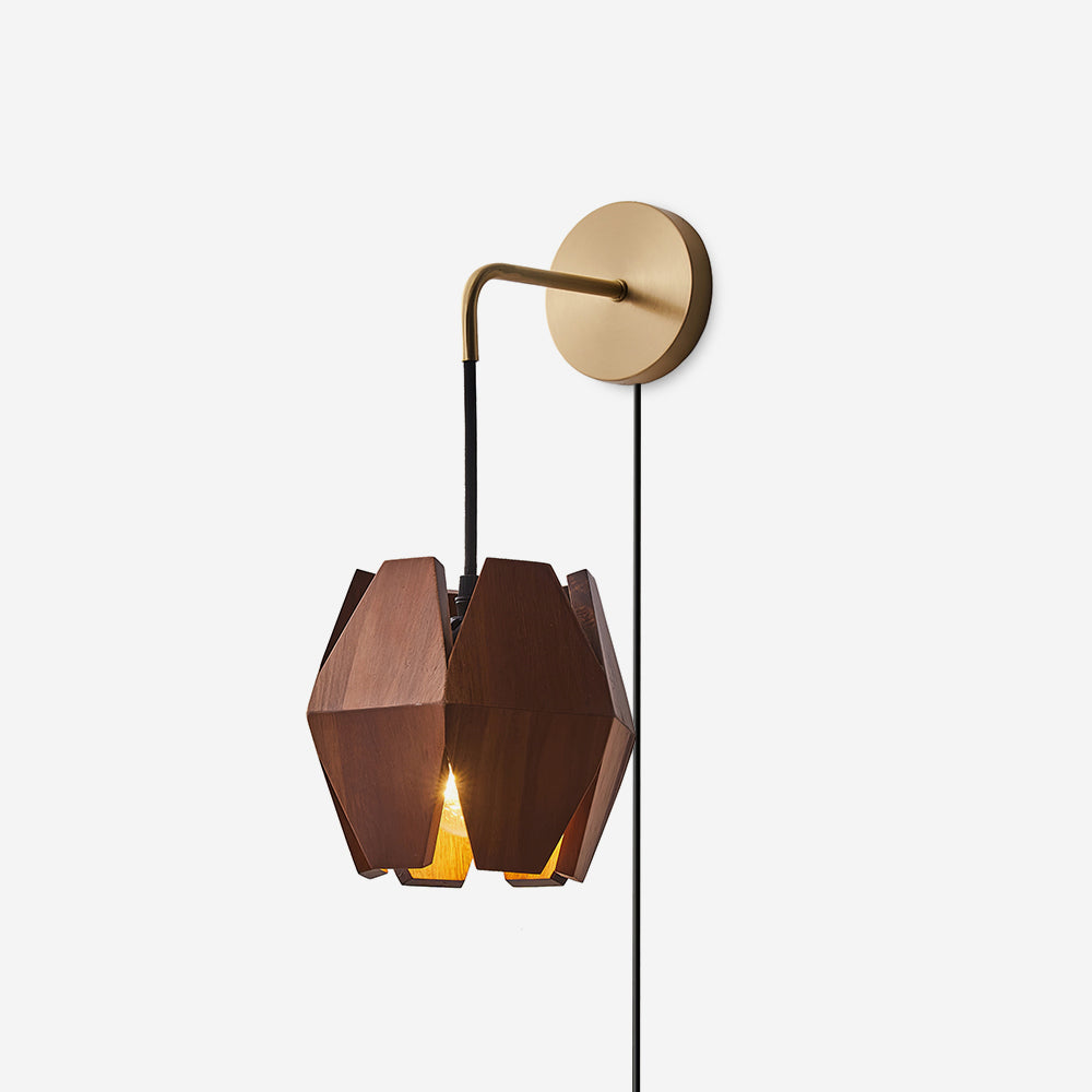 Wood Astris Plug In Wall Lamp