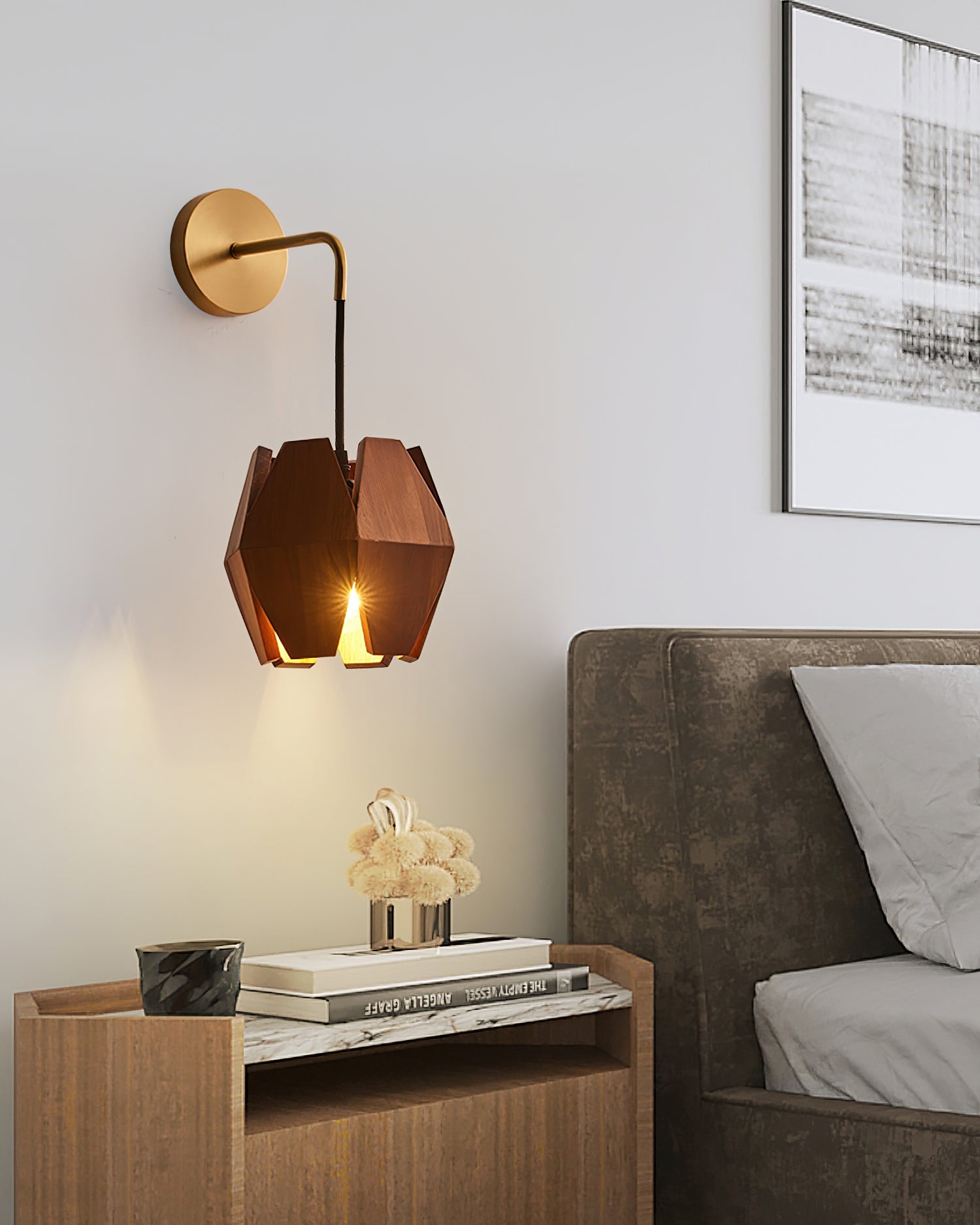 Wood Astris Plug In Wall Lamp