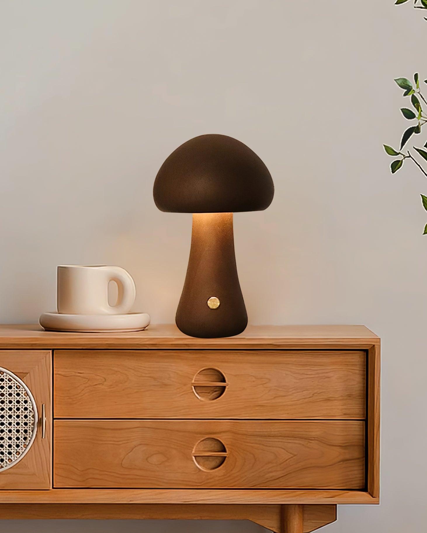 Wooden Mushroom Table Lamp