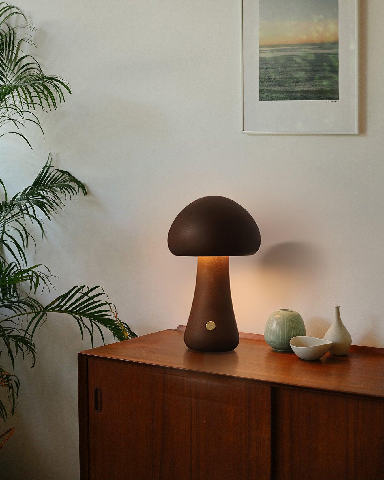 Wooden Mushroom Table Lamp