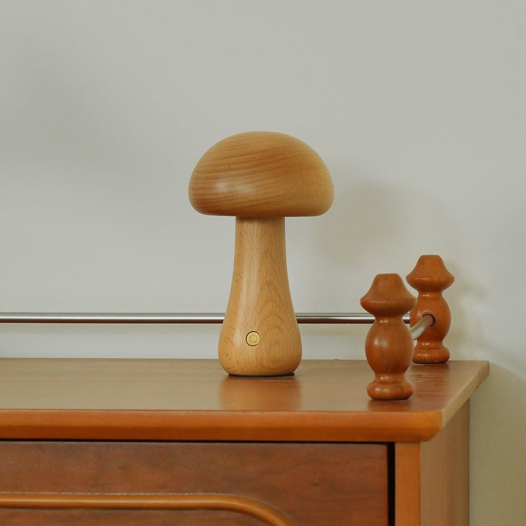 Wooden Mushroom Table Lamp