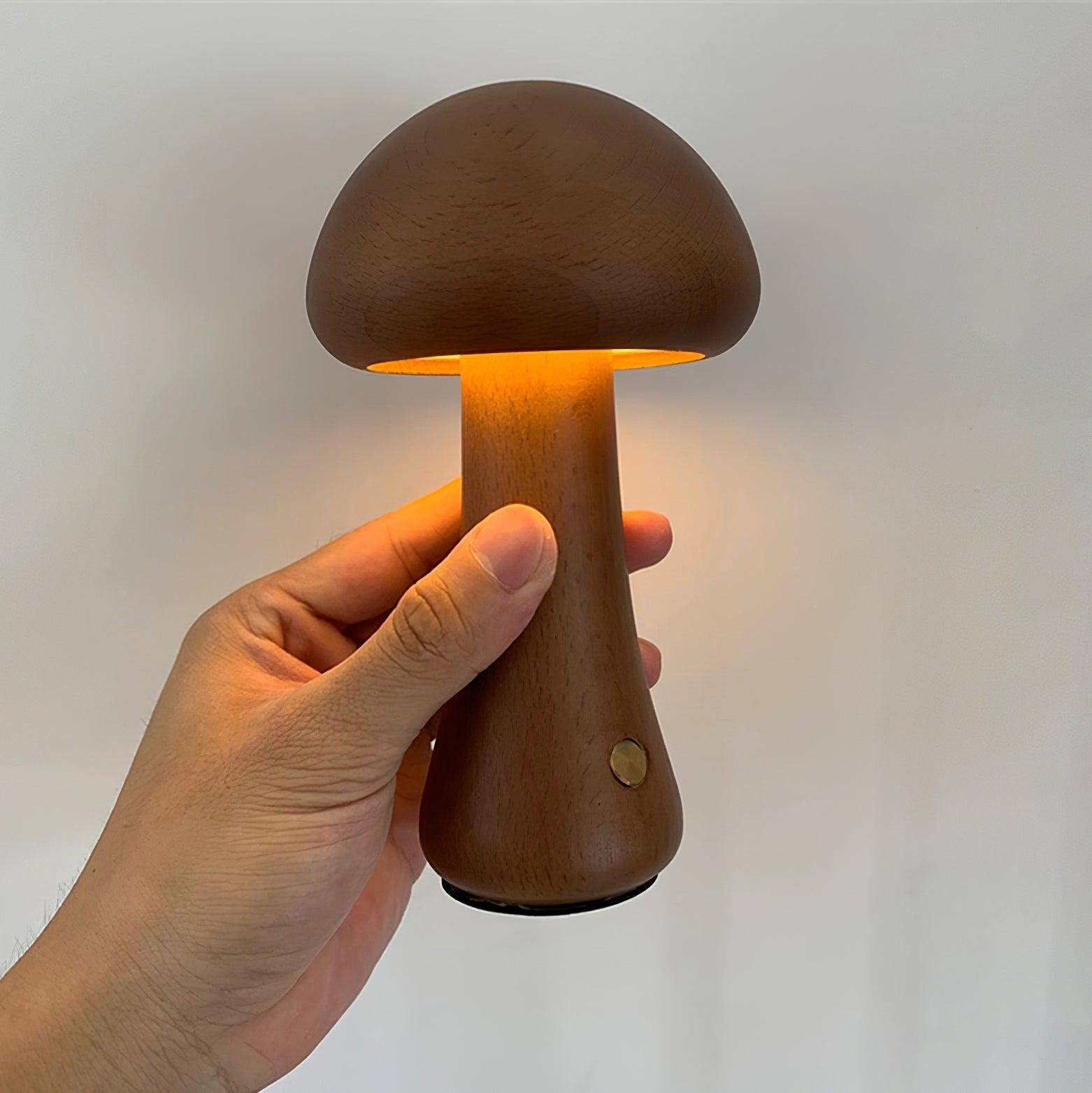 Wooden Mushroom Table Lamp