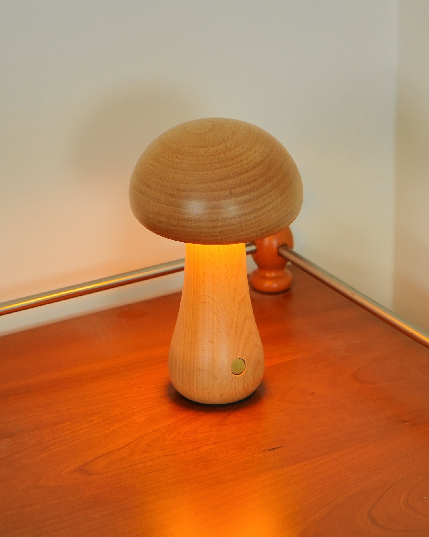 Wooden Mushroom Table Lamp