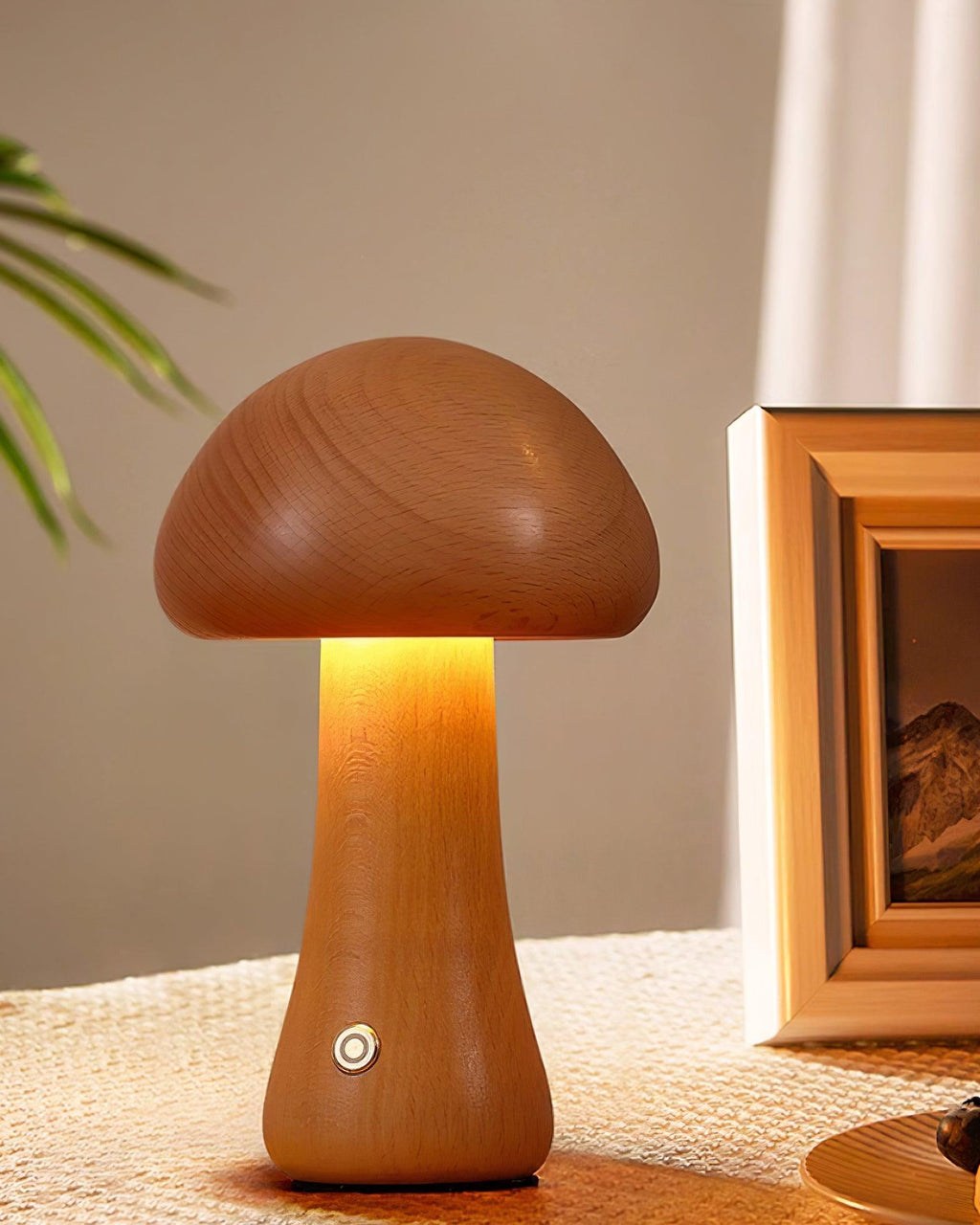 Wooden Mushroom Table Lamp