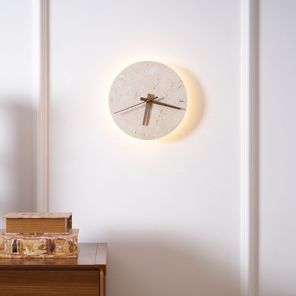 Zegary Travertine Clock Wall Lamp