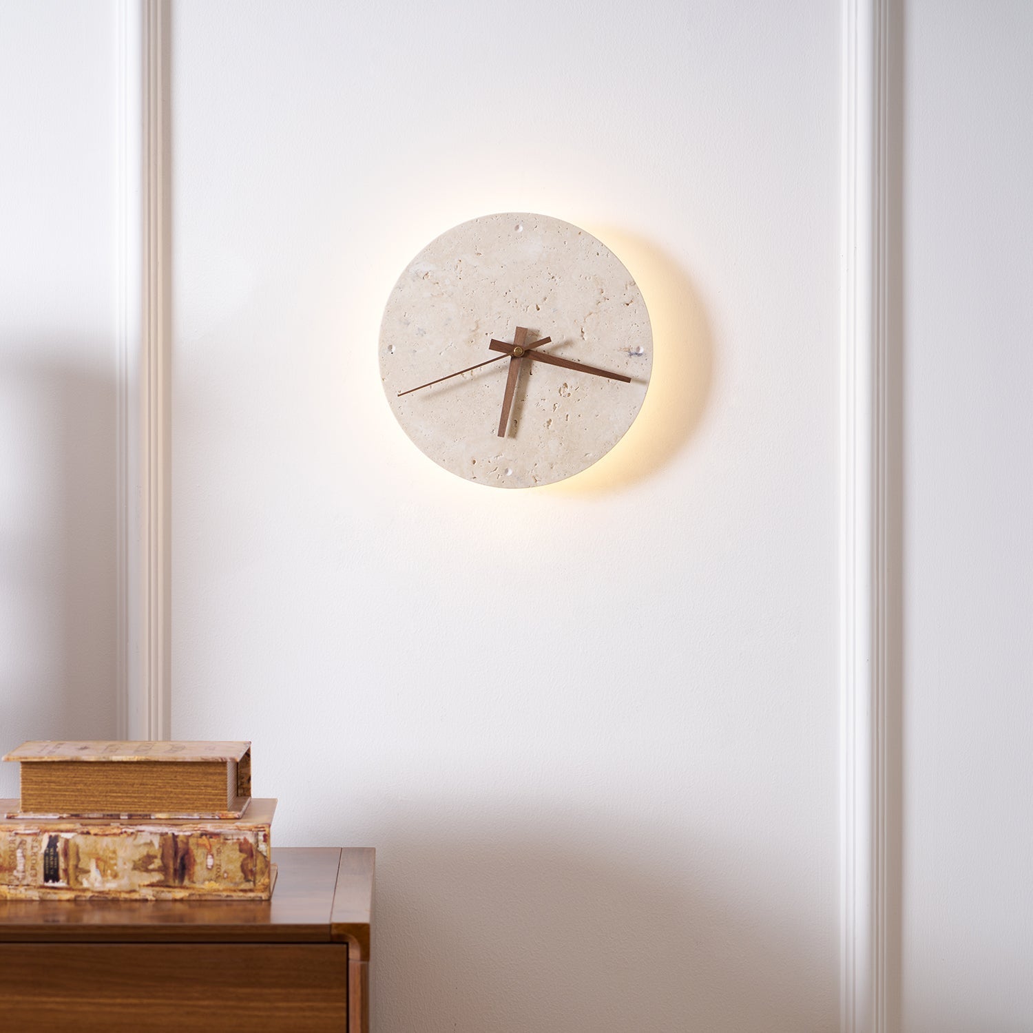 Zegary Travertine Clock Wall Lamp