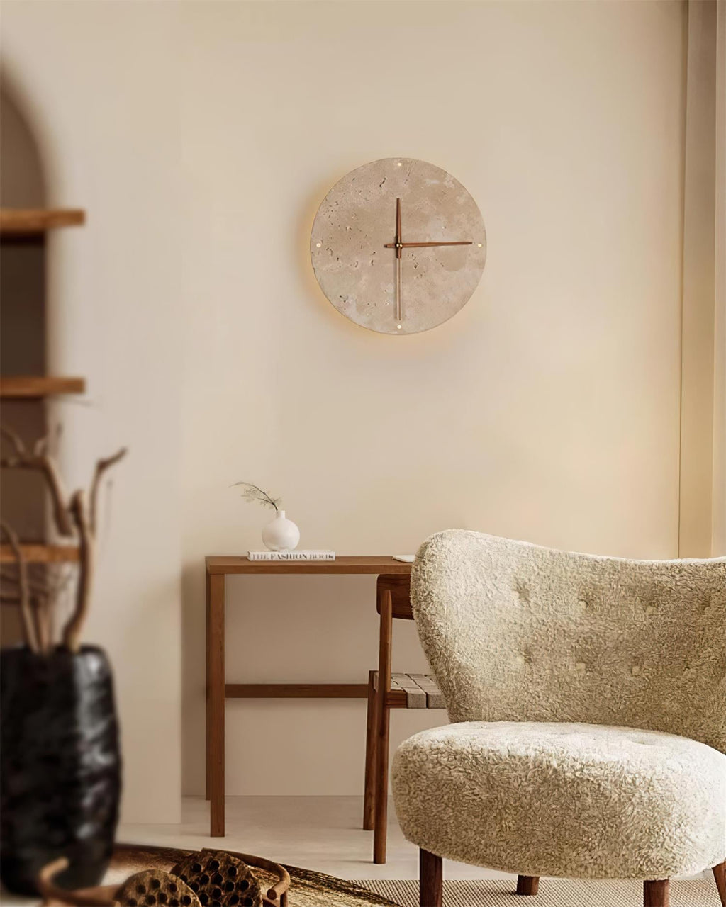 Zegary Travertine Clock Wall Lamp