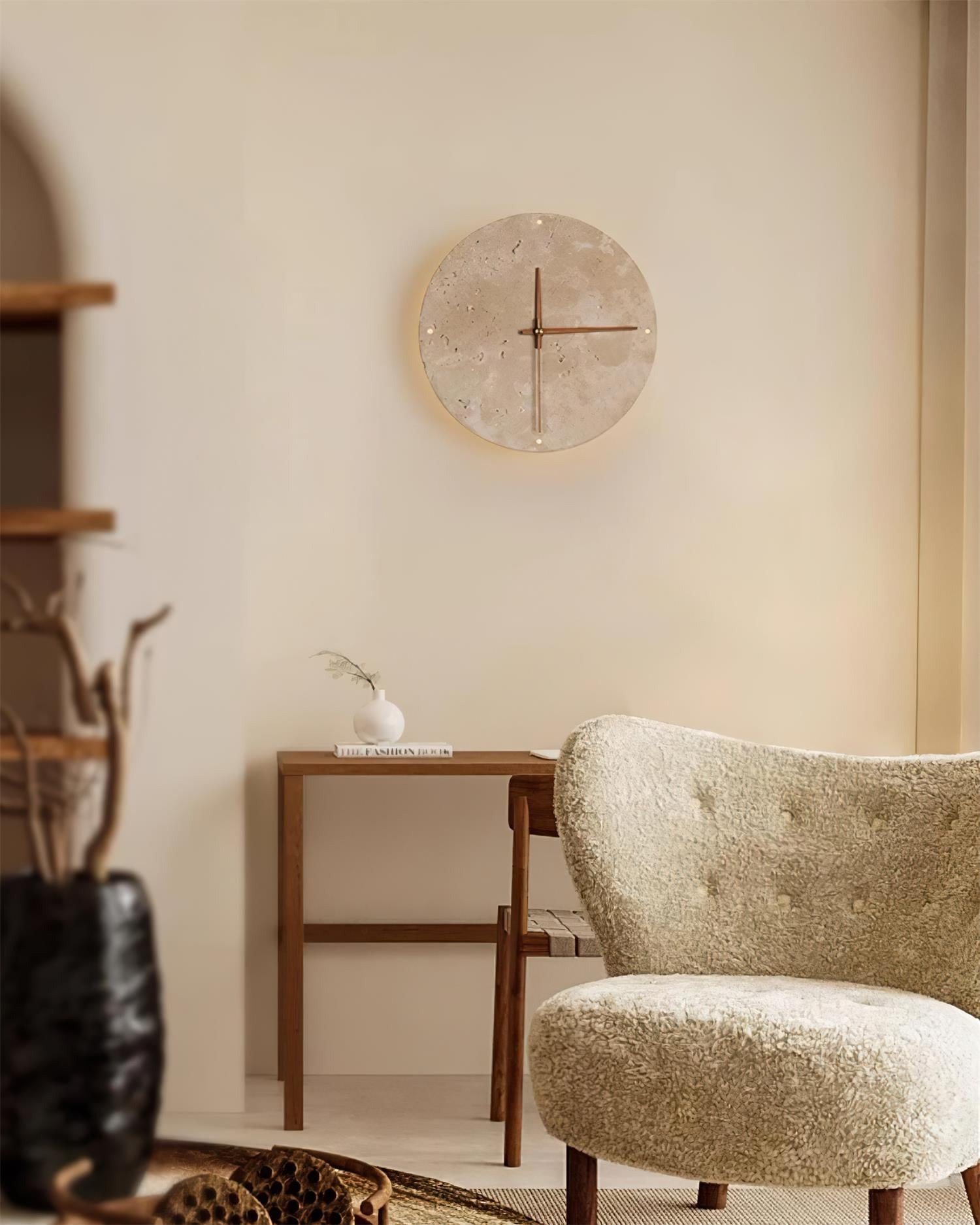 Zegary Travertine Clock Wall Lamp