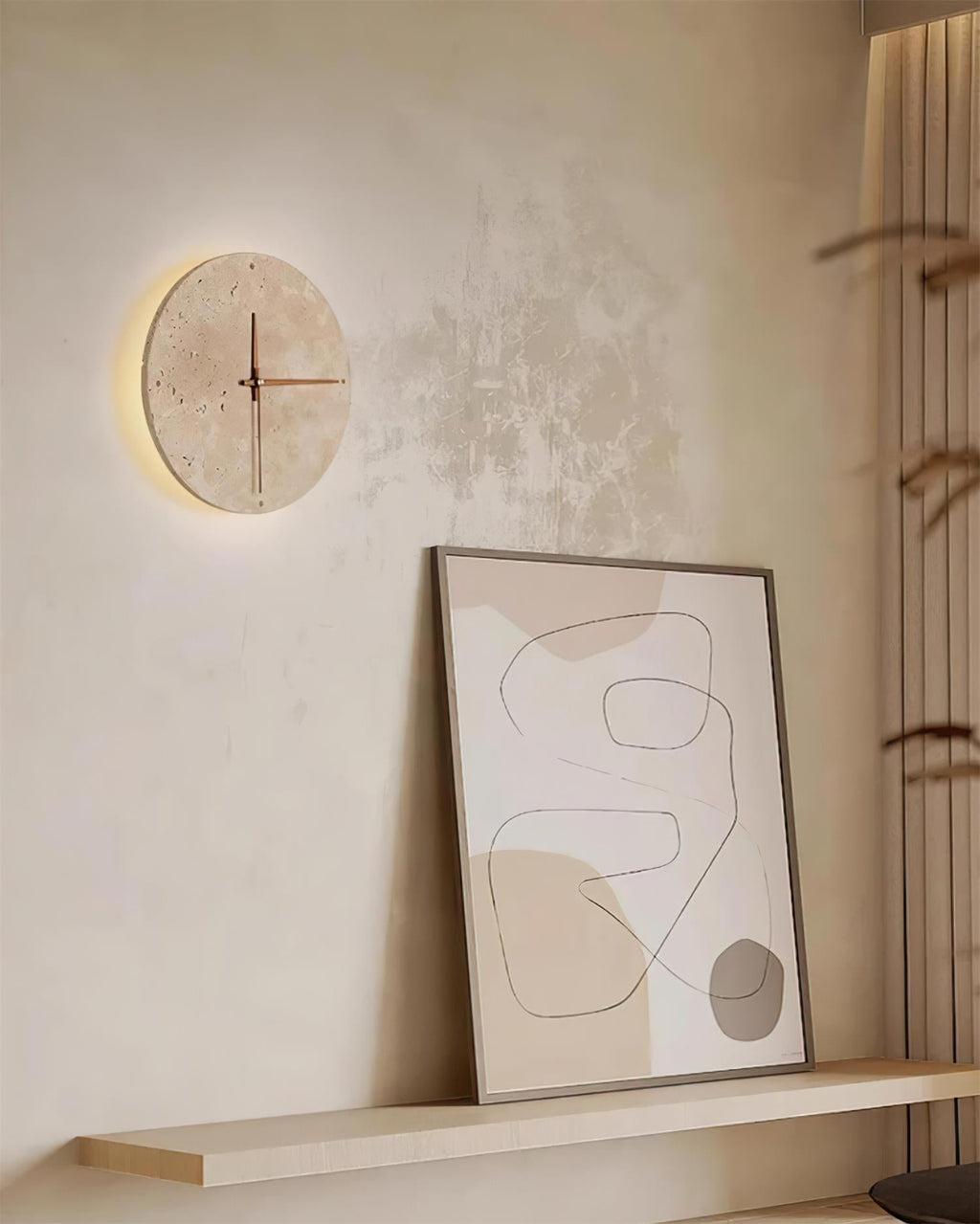 Zegary Travertine Clock Wall Lamp