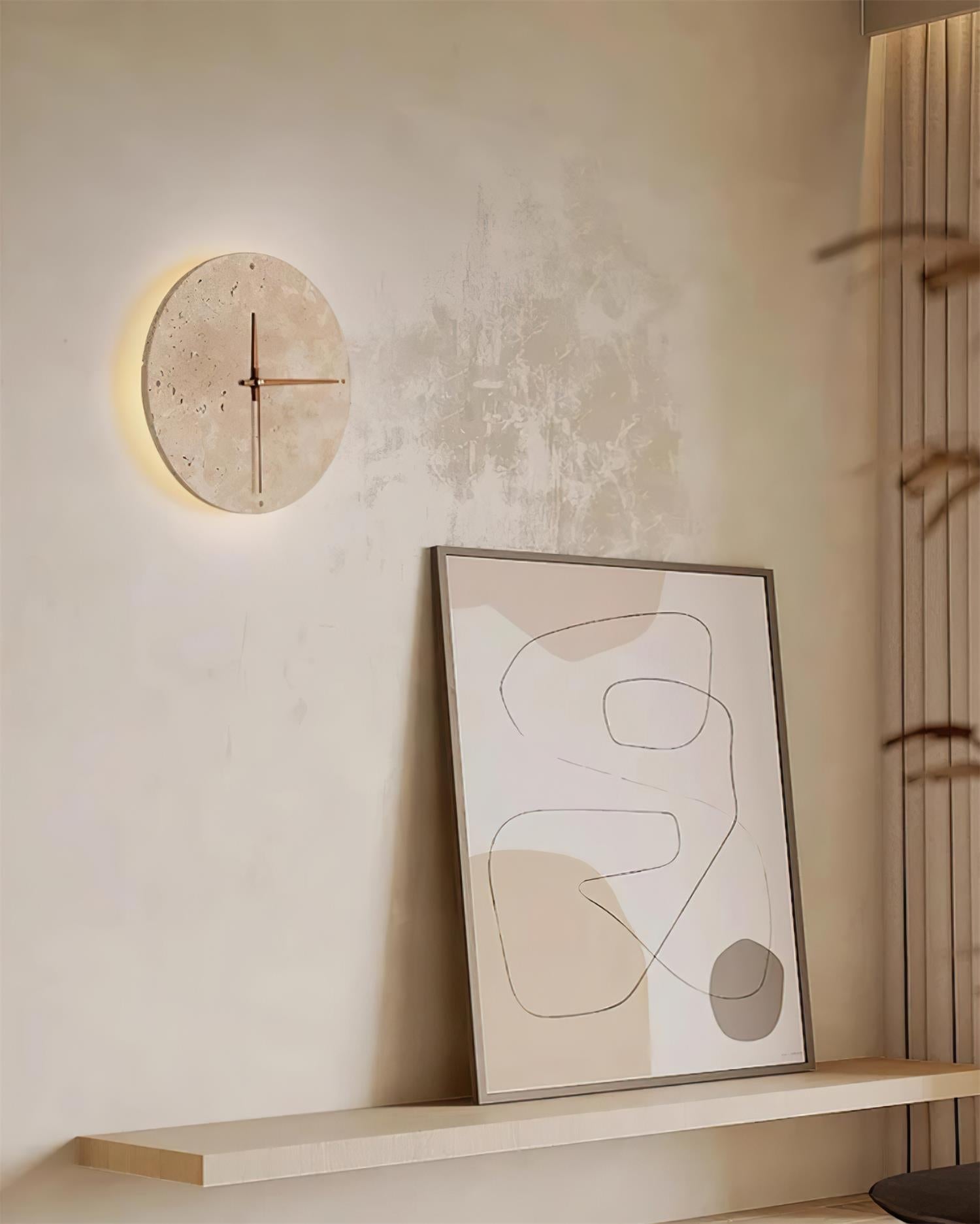 Zegary Travertine Clock Wall Lamp