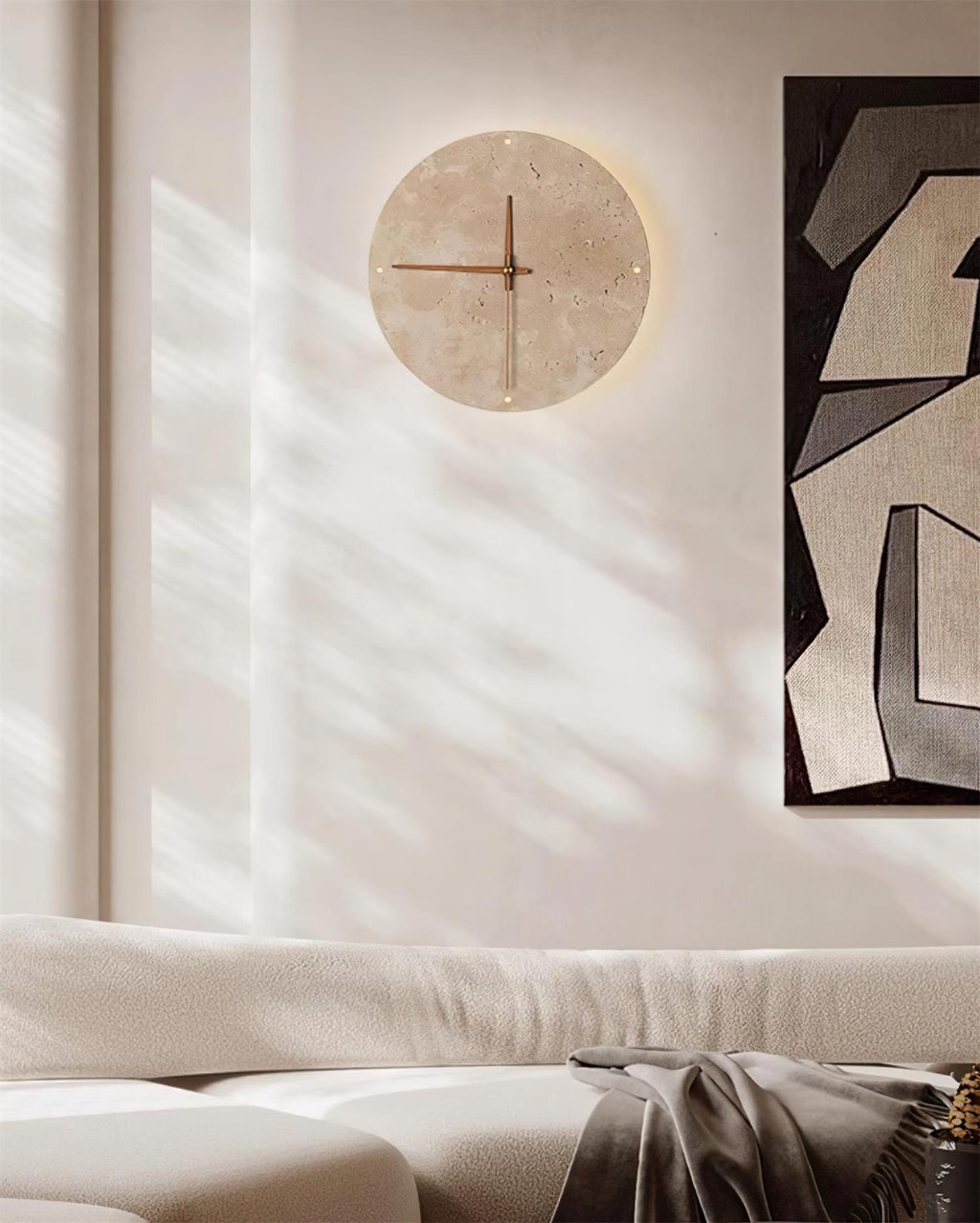 Zegary Travertine Clock Wall Lamp