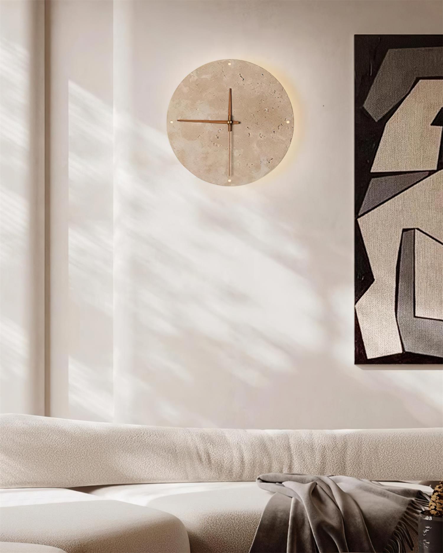 Zegary Travertine Clock Wall Lamp